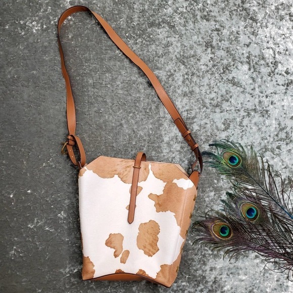 Tory Burch Rowan Genuine Calf Hair Bucket Bag - Picture 1 of 16